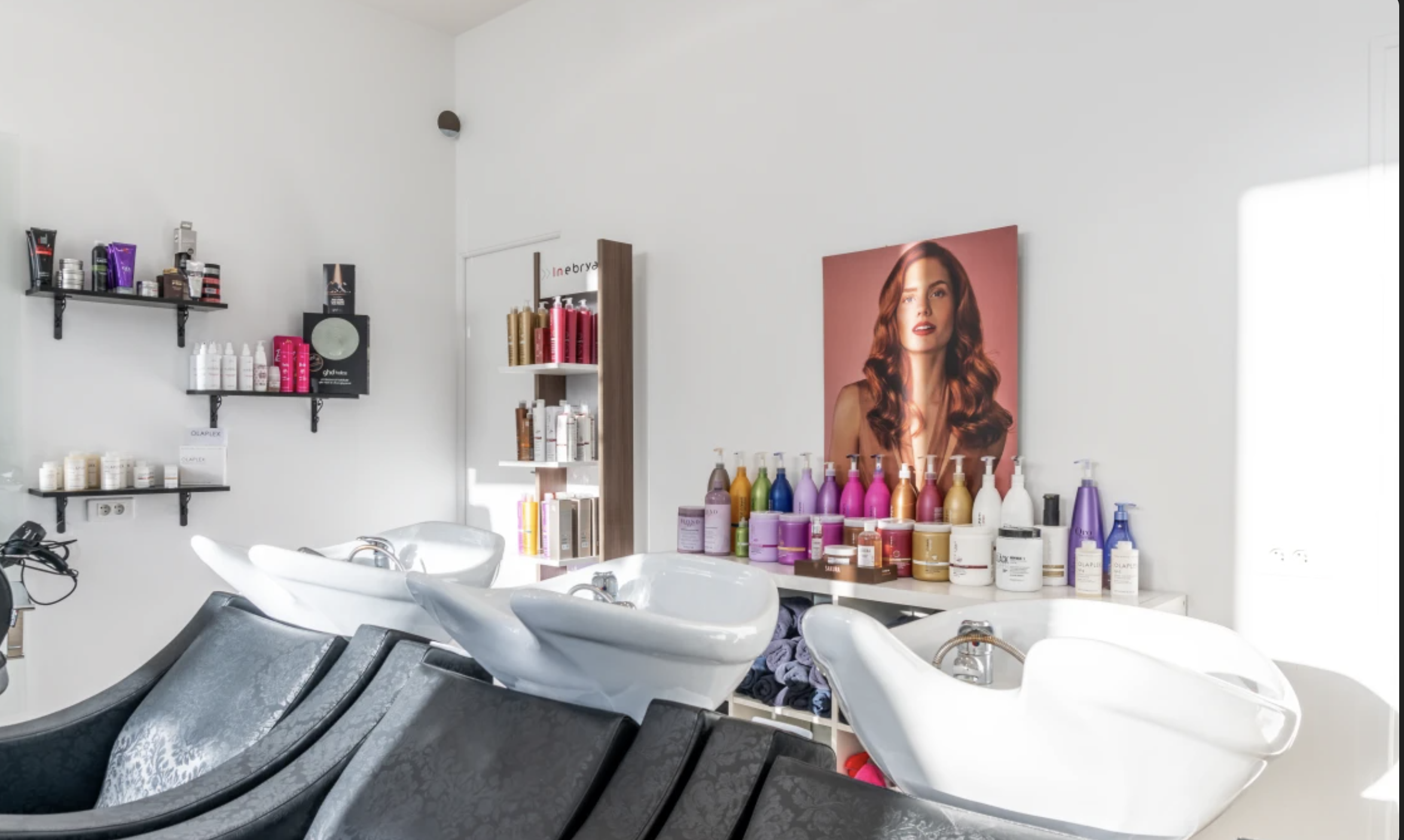 Espace bacs à shampoing du salon Marie Création